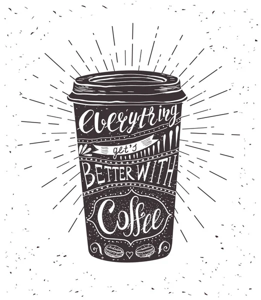 Zitat auf Kaffeetasse. — Stockvektor