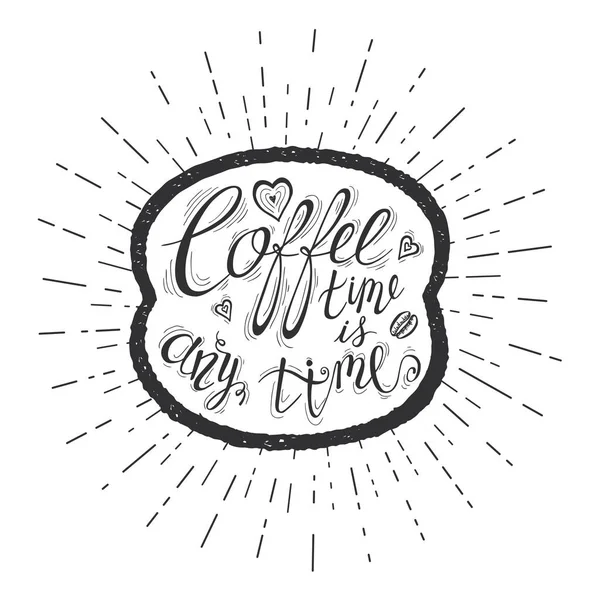 Cita en grano de café. Hora del café es en cualquier momento . — Archivo Imágenes Vectoriales