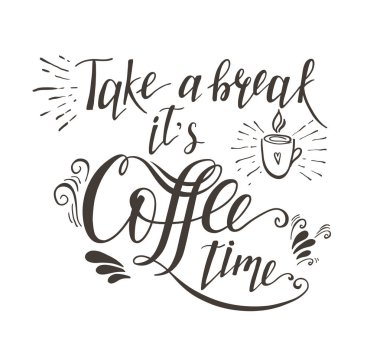 Alıntı yazı kahve içmeye çizilmiş vektör .