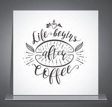 Kahve için alıntı. Vektör çizilmiş yazı