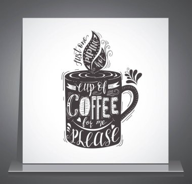 Kahve fincanı alıntı. Vektör çizilmiş yazı