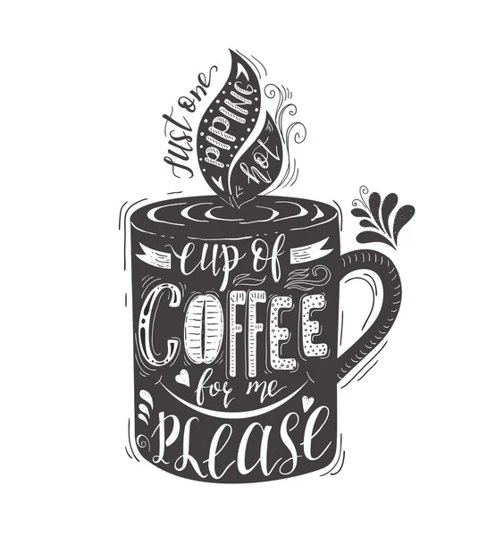 Kahve için alıntı. Bardakta yazı çizilmiş vektör .