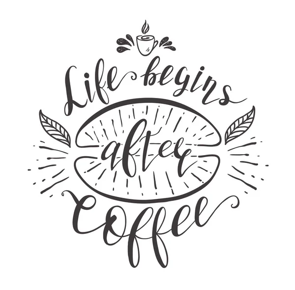 Kahve için alıntı. Vektör çizilmiş yazı — Stok Vektör