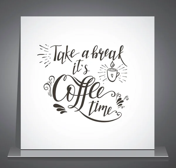 Cita para el café. Letras dibujadas a mano vectoriales — Vector de stock