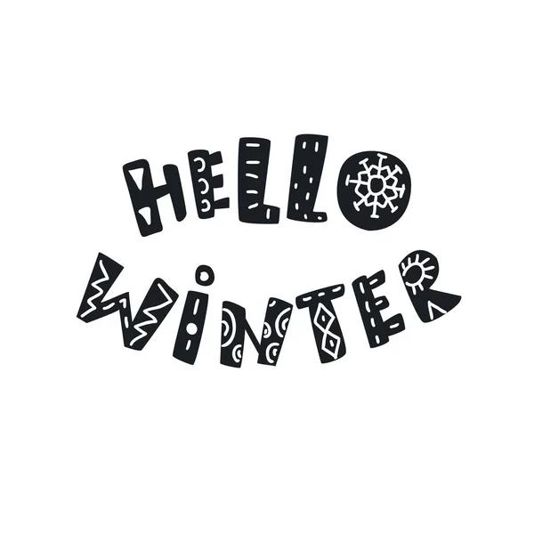 Citas y frases de invierno. Lettering dibujado a mano con elementos decorativos . — Vector de stock