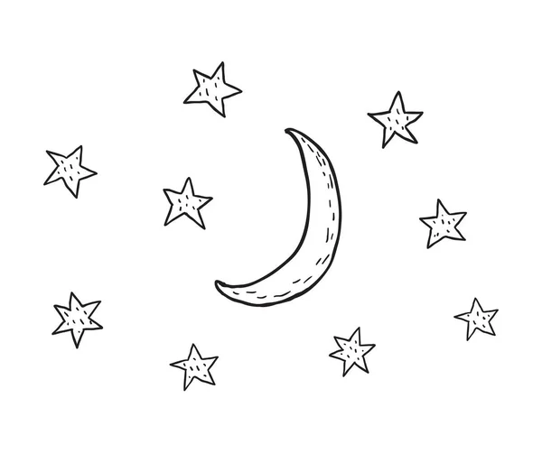 Lune et étoiles. Art de la pépinière. Style scandinave minimaliste . — Image vectorielle