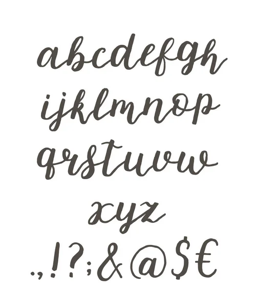 Alfabeto font script scritto con un pennello. Alfabeto vettoriale . — Vettoriale Stock