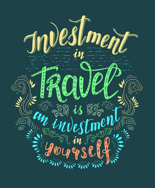 Путешествие. Векторная ручная иллюстрация для печати футболки или плаката с ручной надписью цитата
.