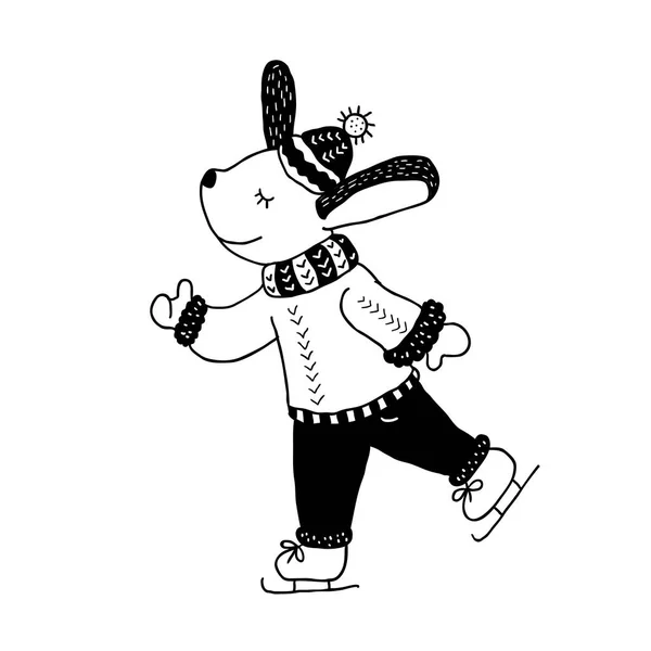 面白いウサギ。保育園のアート。シンプルな北欧スタイル。子供カード、t シャツなどの印刷用文字. — ストックベクタ