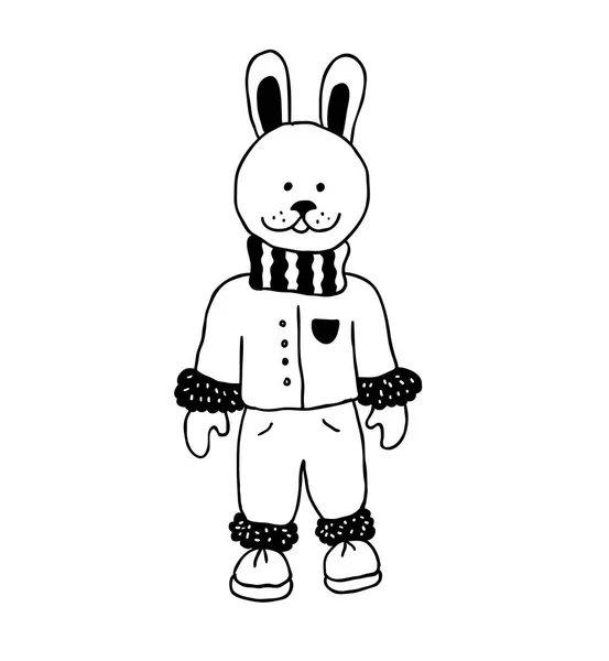 Un conejo gracioso. Arte de vivero. Estilo escandinavo minimalista. Carácter para tarjeta infantil, estampado para camiseta y más . — Vector de stock