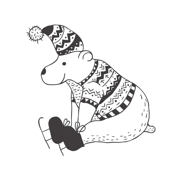 Urso polar engraçado. Arte de berçário. Estilo escandinavo minimalista . — Vetor de Stock