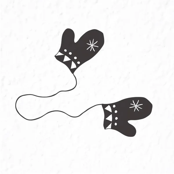 Mittens with snowflakes. Minimalist scandinavian style. — Stock Vector