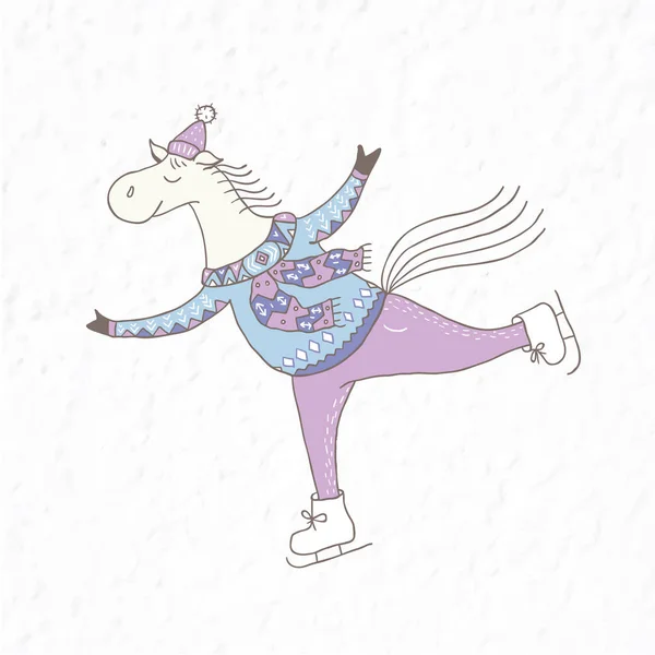 スケートの面白い馬です。保育園のアート. — ストックベクタ
