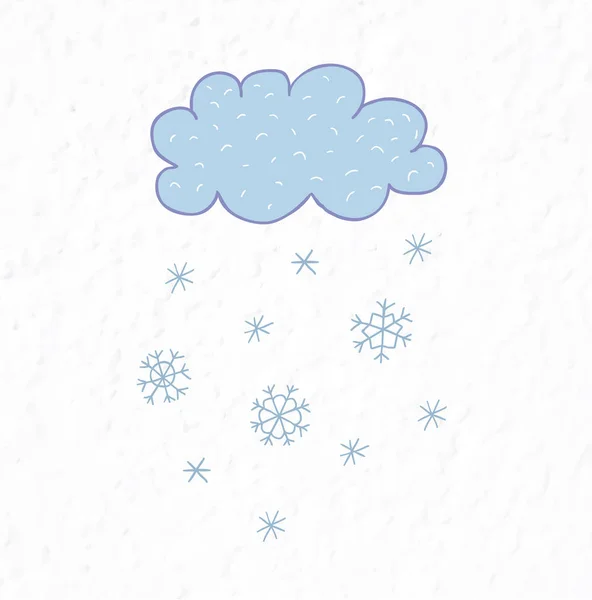 Cloud en sneeuwvlokken. Kwekerij de art. Minimalistische Scandinavische stijl. — Stockvector