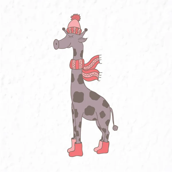 Drôle de girafe. Art de la pépinière. Style scandinave minimaliste . — Image vectorielle