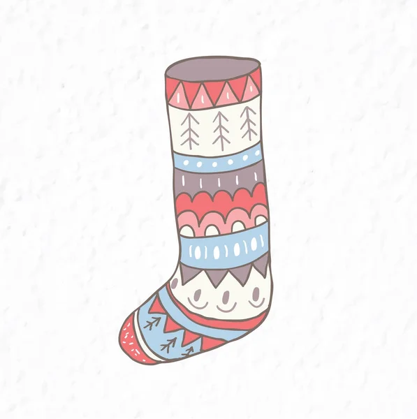 Chaussette de Noël. Style scandinave minimaliste . — Image vectorielle