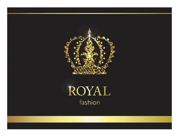 Guld krona. Lyxiga etikett, emblem eller packning. Logotypdesign. — Stock vektor
