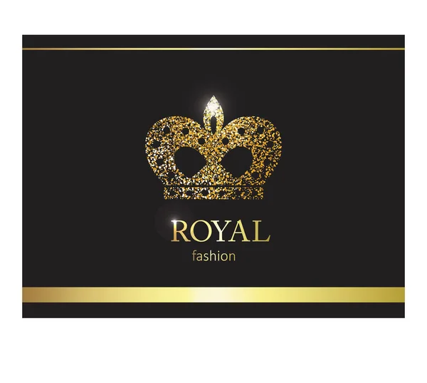 Guld krona. Lyxiga etikett, emblem eller packning. Logotypdesign. — Stock vektor