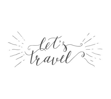 Vektör el yazı tırnak seyahat. Turizm afiş, el ilanı, dergi için ifade.