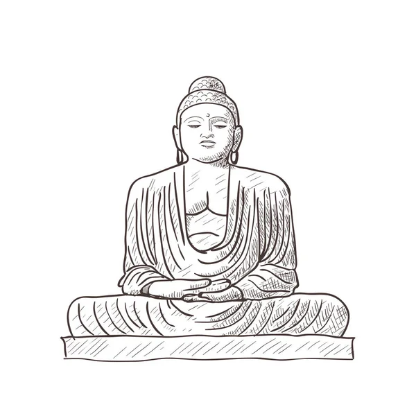 Statua di Buddha. Schizzo isolato — Vettoriale Stock