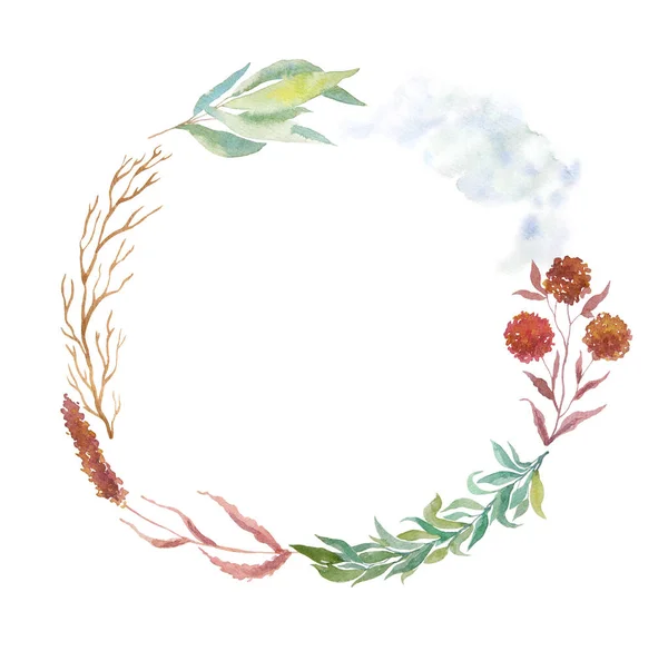 Spring wreath with leaves.