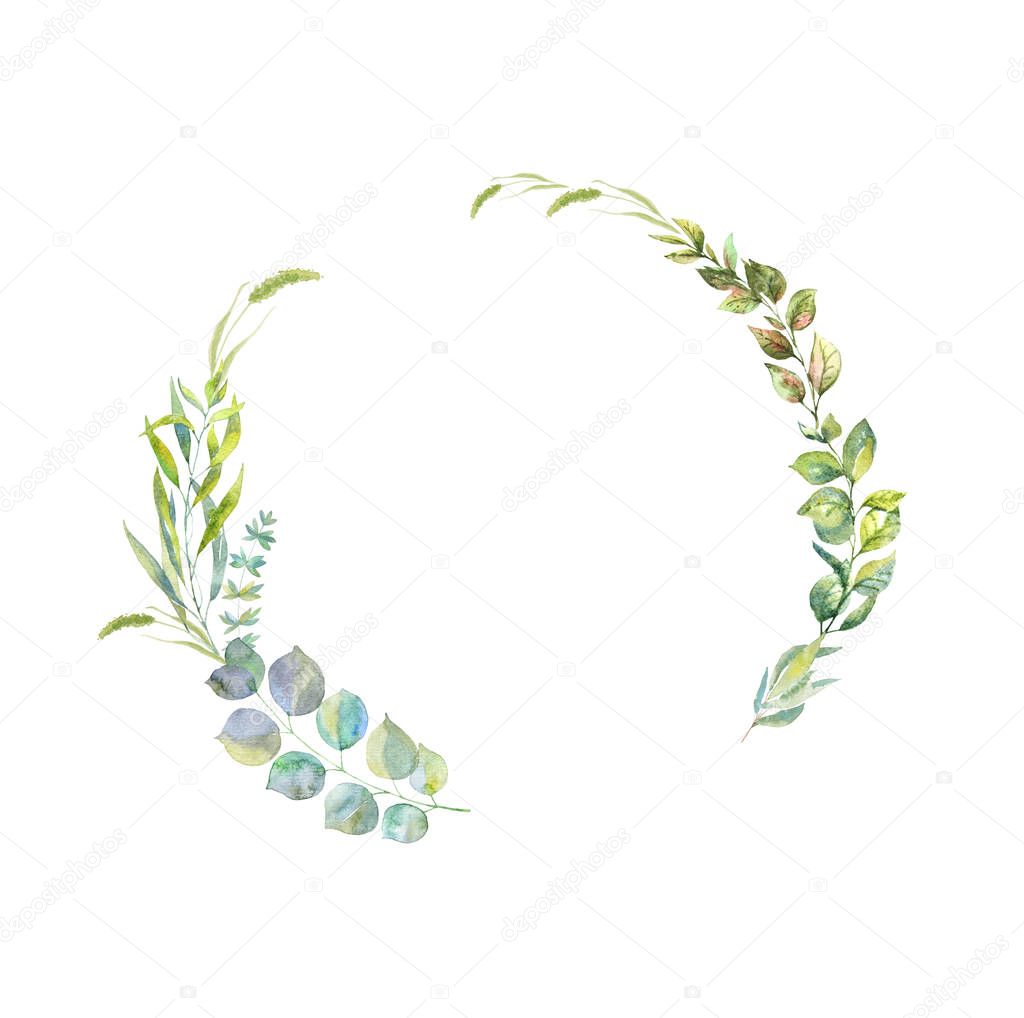 Spring wreath with leaves.
