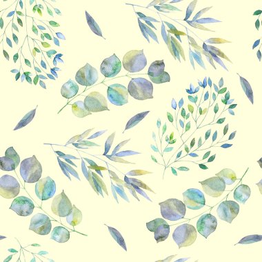 Çiçek yaprakları ile seamless suluboya modeli.