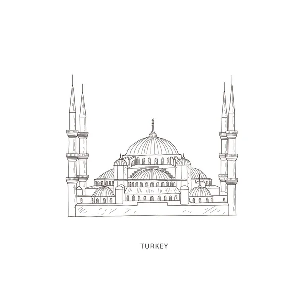 Ilustração de viagem com atração da Turquia — Vetor de Stock