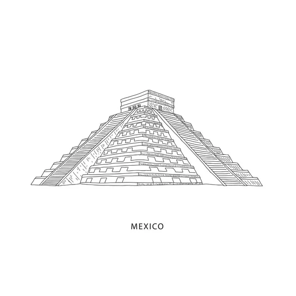 Ilustración de viajes con atracción de México — Archivo Imágenes Vectoriales