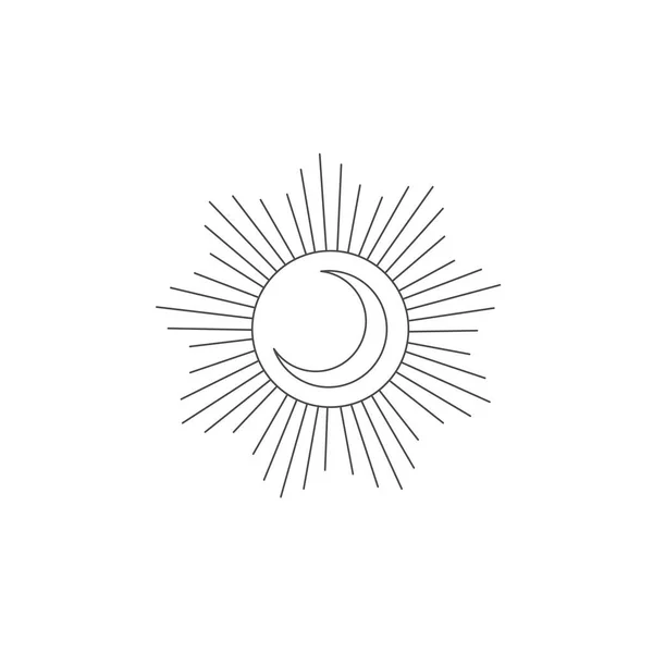 Elemen desain logo dengan Bulan dan Matahari . - Stok Vektor