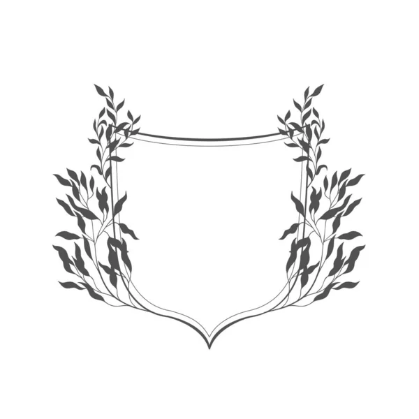 Floraler Botanischer Rahmen Und Monogramm Vintage Border Vector Wappen — Stockvektor