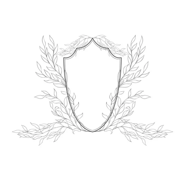 Cornice Botanica Floreale Monogramma Bordo Annata Stemmi Vettoriali — Vettoriale Stock