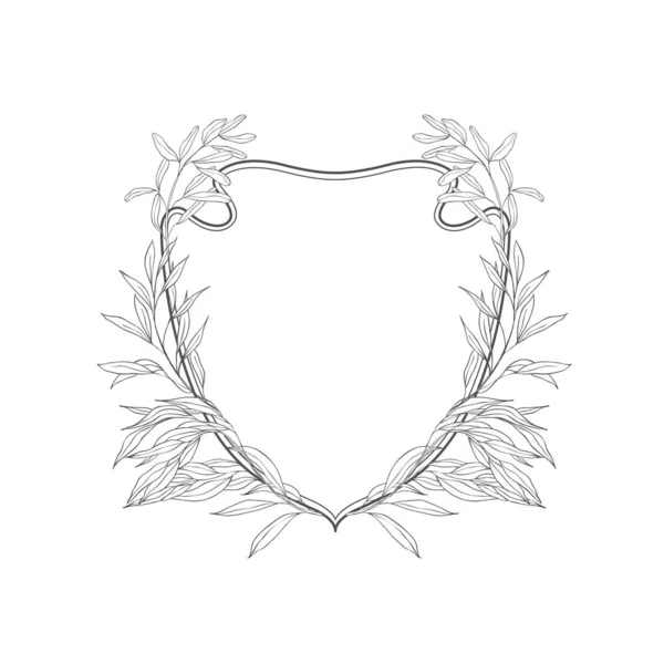 Bloemen Botanische Frame Monogram Vintage Rand Vectortoppen — Stockvector