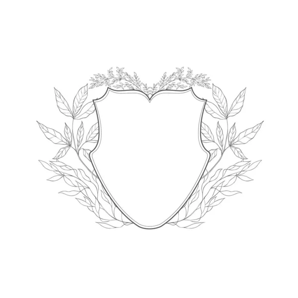 Cornice Botanica Floreale Monogramma Bordo Annata Stemmi Vettoriali — Vettoriale Stock