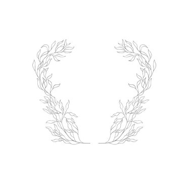 Çiçek bitkisel çerçeve ve monogram.