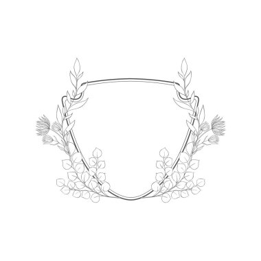 Çiçek bitkisel çerçeve ve monogram.