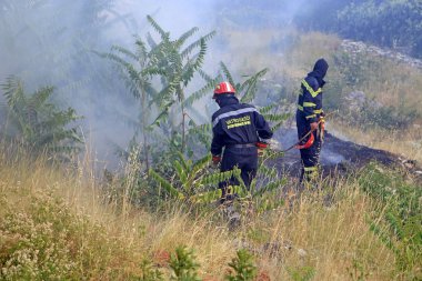 İtfaiyeciler orman yangını ile mücadele