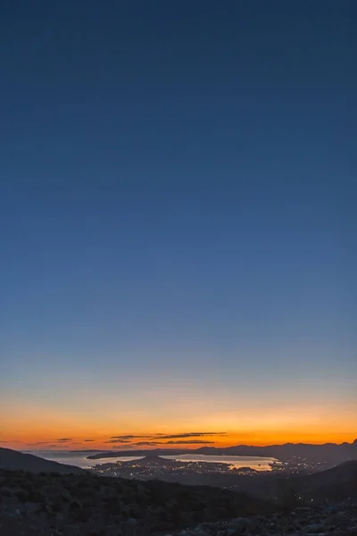 Zachód słońca nad miastem Split i zatokę Kastela — Zdjęcie stockowe