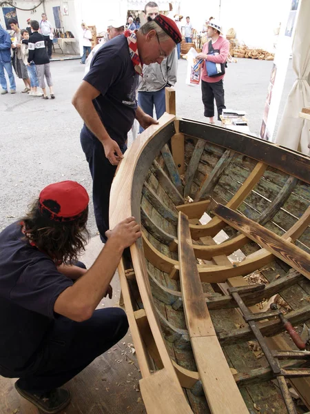 Brest France July 2008 Croatian Traditional Shipbuilders Working Restoration Old — Stock Photo, Image