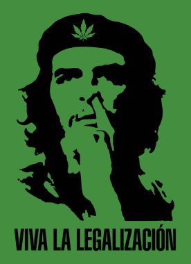Che Guevara şapkasında kenevir yaprağı olan burnunu karıştırıyor.