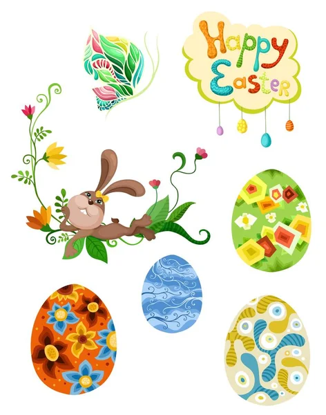 Pasqua Illustrazione Set Colorato — Vettoriale Stock