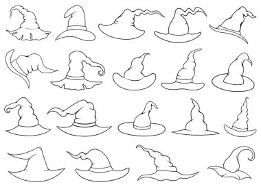 farklı cadı şapkaları kümesi 