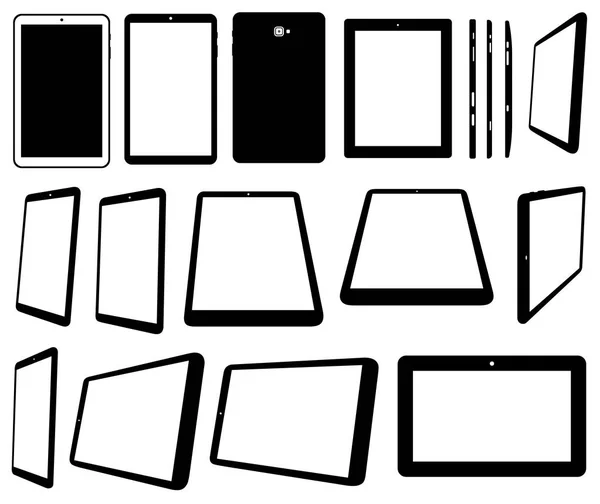 Uppsättning av olika tabletter dator Stockillustration