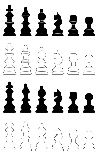 Conjunto de diferentes peças de xadrez — Vetor de Stock
