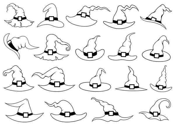 Set di diversi cappelli da strega — Vettoriale Stock