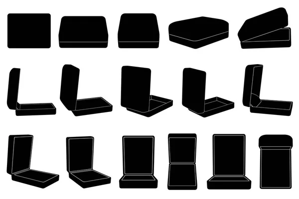 Conjunto de diferentes cajas de anillos — Vector de stock