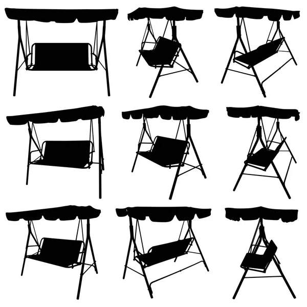 Set of different garden swings — Stock Vector