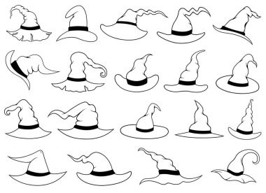 Resimde farklı cadı şapkaları 