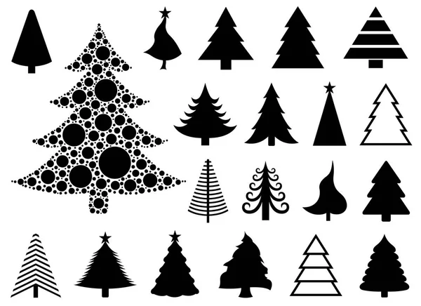 Conjunto de diferentes árboles de Navidad — Vector de stock