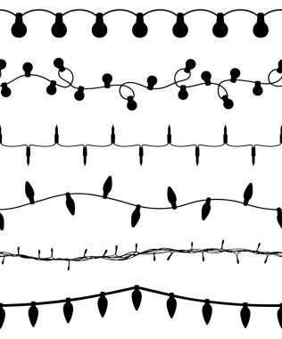 Kesintisiz beyaz izole farklı Noel ışıkları kümesi